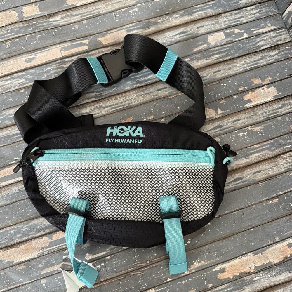 Hoka Running Belt Bag Fly Human Fly Waist Fanny Pack Blue Aqua